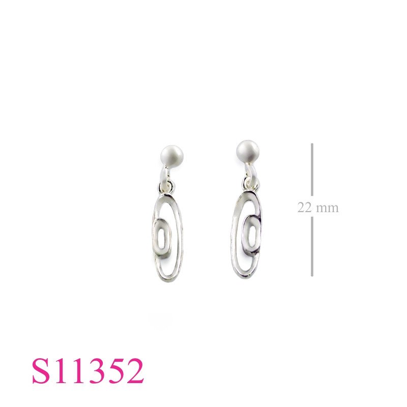 Earrings, double oval design and ball post.