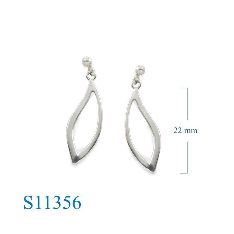Earrings, cut out drop design and ball post.