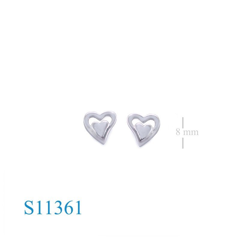 Earrings, small heart on big heart.