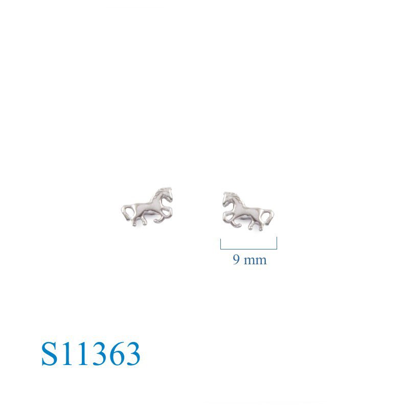 Earrings, walking horse.