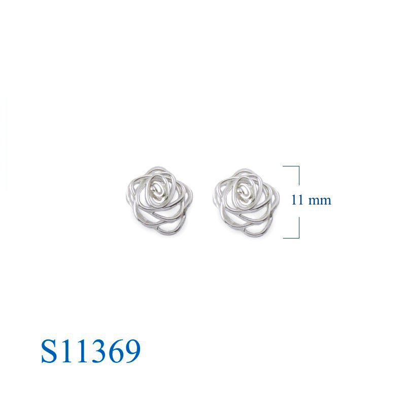 Earrings, 11mm rose wire design.