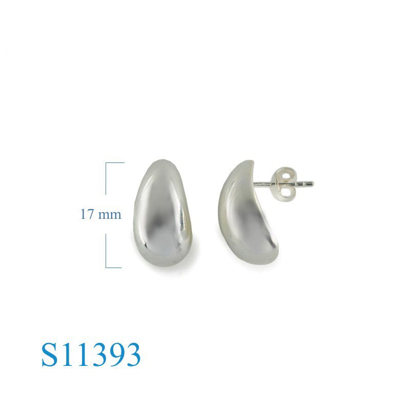 Earrings, puff curve drop.