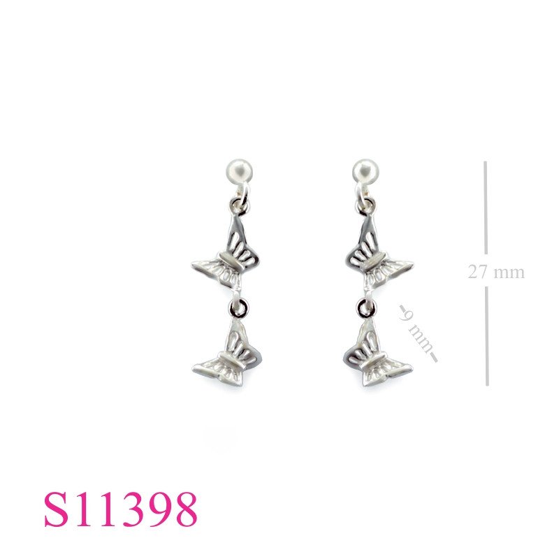 Earrings, 2 butterflies.