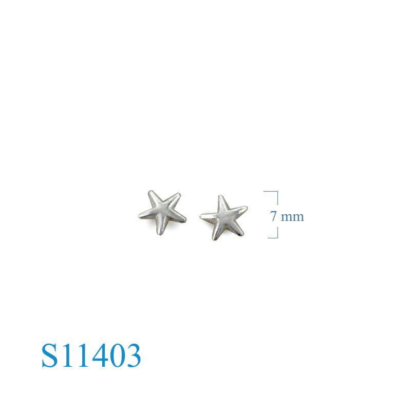 Earrings, 6mm star.