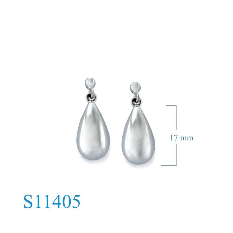 Earrings, 16x9 puff drop and ball stud.
