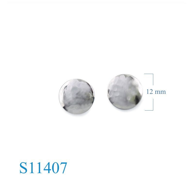 Earrings, 12mm hammered round.