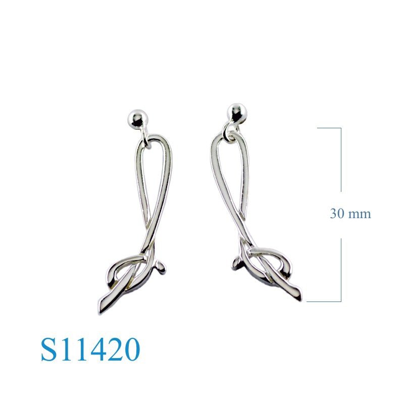Earrings, vine design and ball stud.