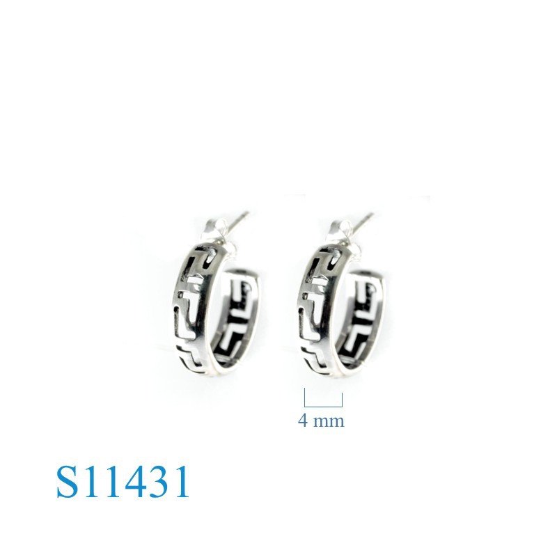 Earrings, cut out band.