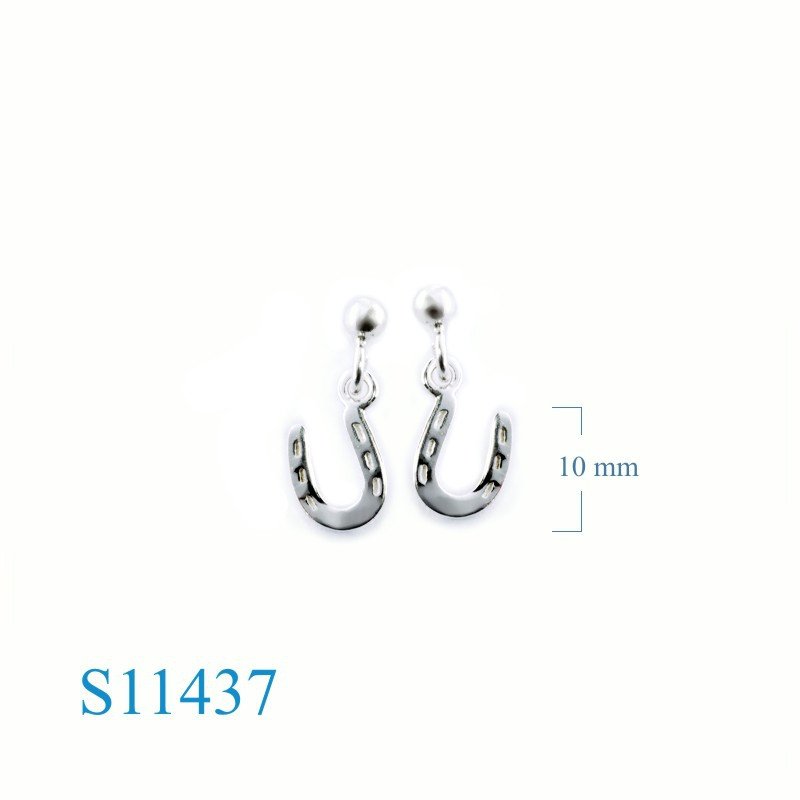 Earrings, horseshoe and ball stud.