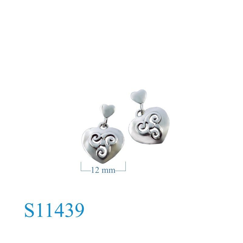 Earrings, triskellion on heart.