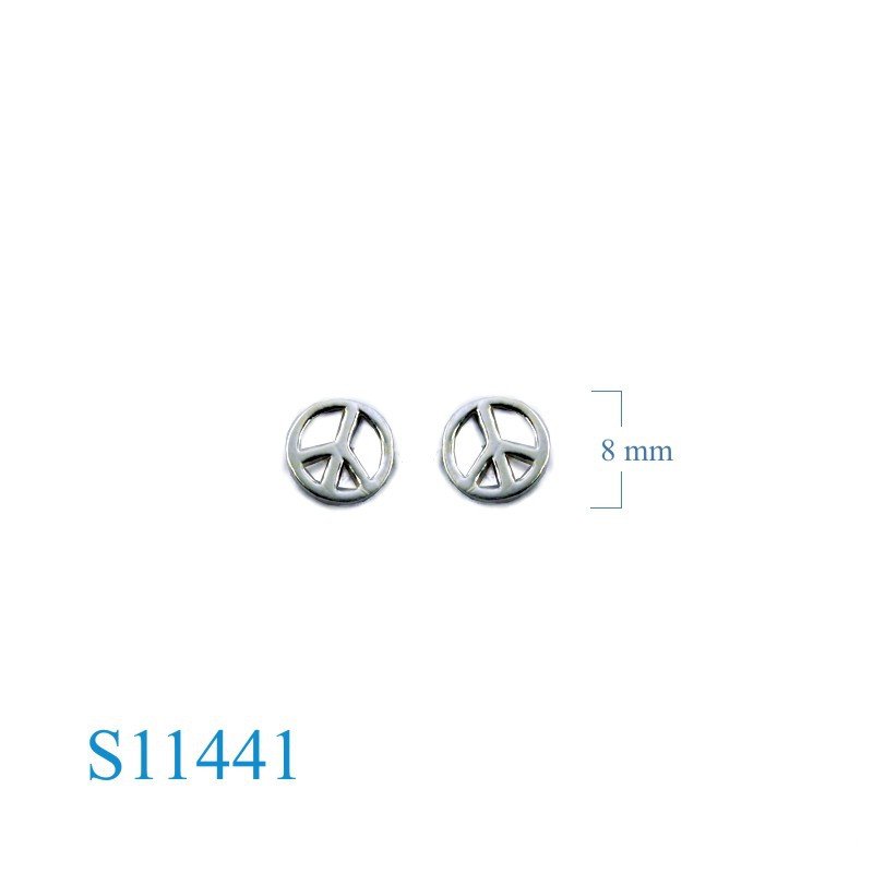 Earrings, 8mm peace sign.