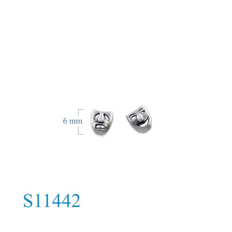 Earrings, 7mm happy and sad masks.