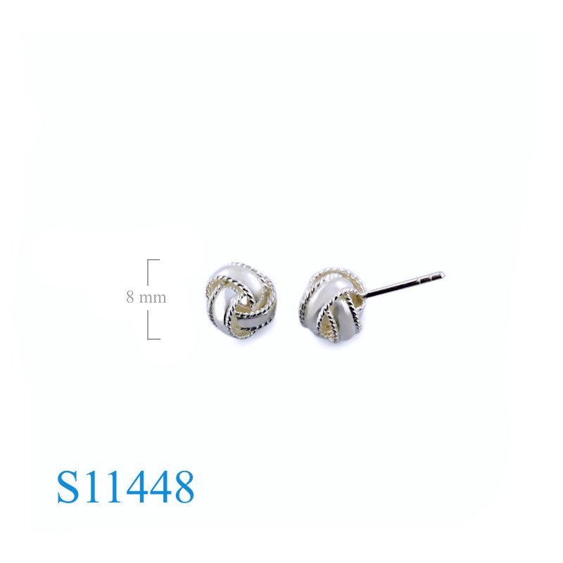 Earrings, 8mm twist wire edges ball.