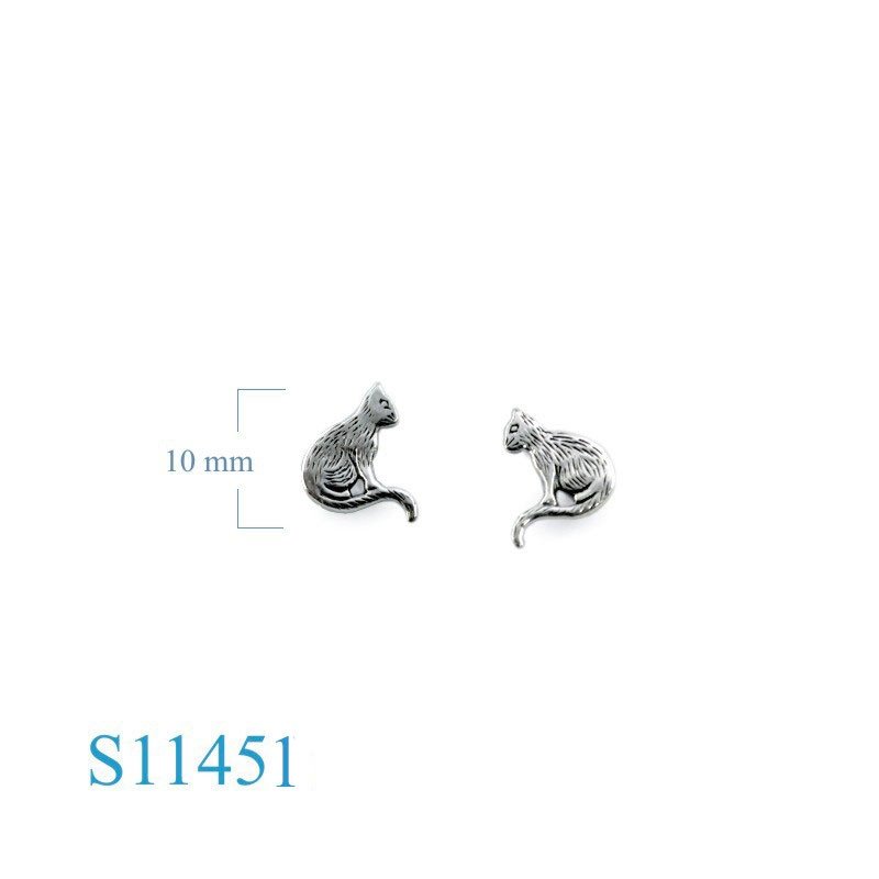 Earrings, sitting cat.