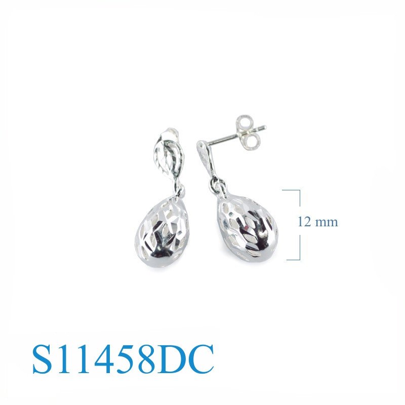 Earrings, diamond cut puff drop.