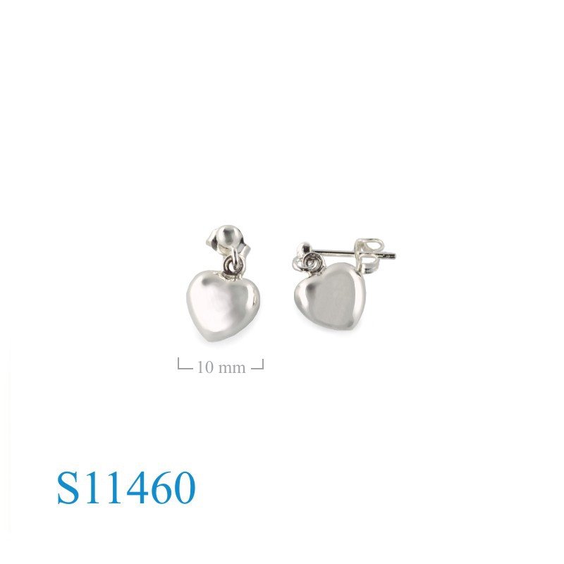 Earrings, 9mm heart and 3mm ball  post.