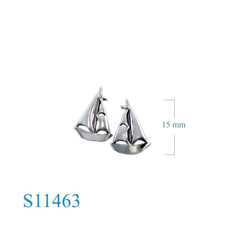 Earrings, sailing boat.