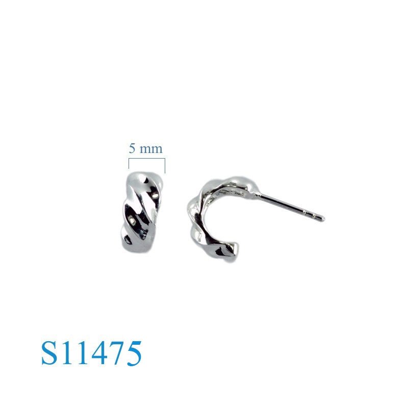 Earrings, curve twist design.