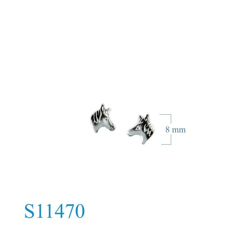 Earrings, 8mm. horse head.