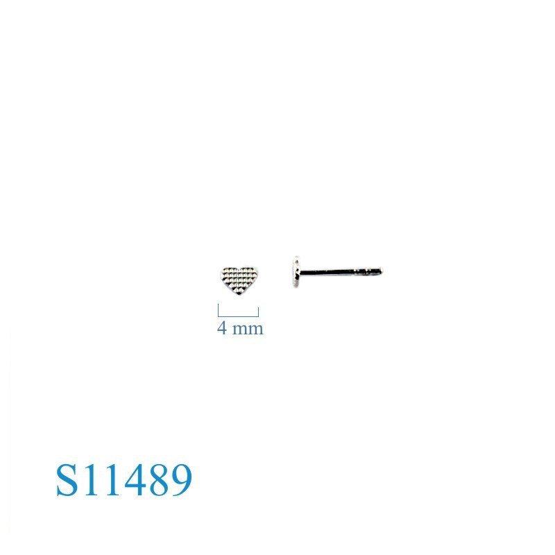 Earrings, 4x4.5mm pattern heart.
