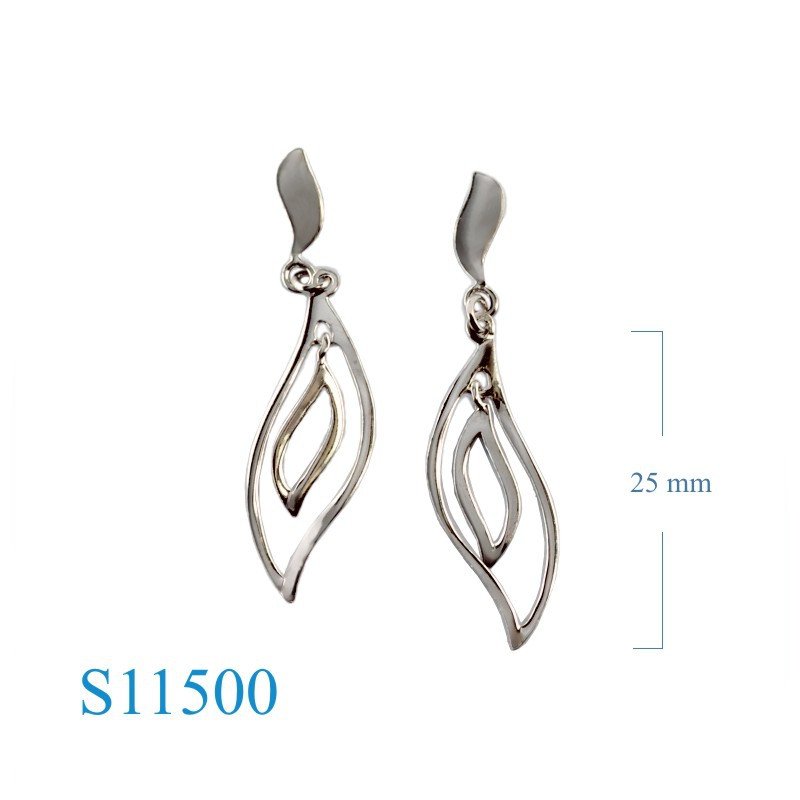 Earrings, 2 open leaves.
