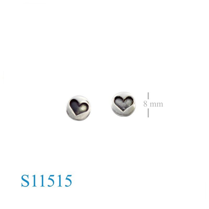 Earrings, heart inside round.