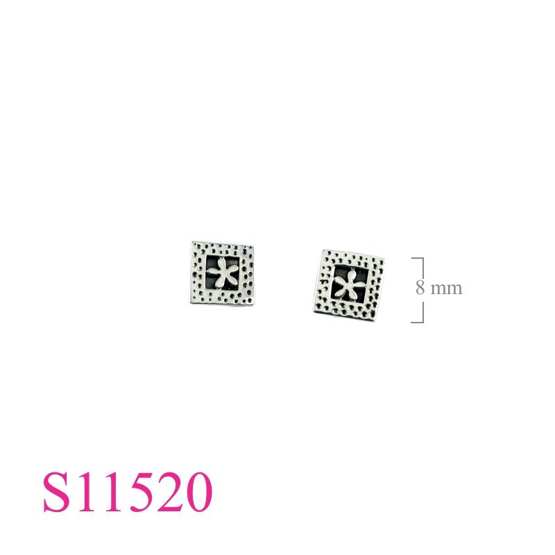 Earrings, square dot pattern flower inside.