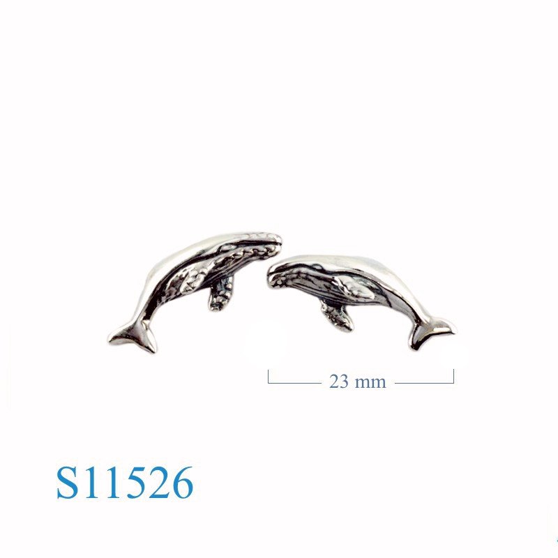 Earrings, whale.
