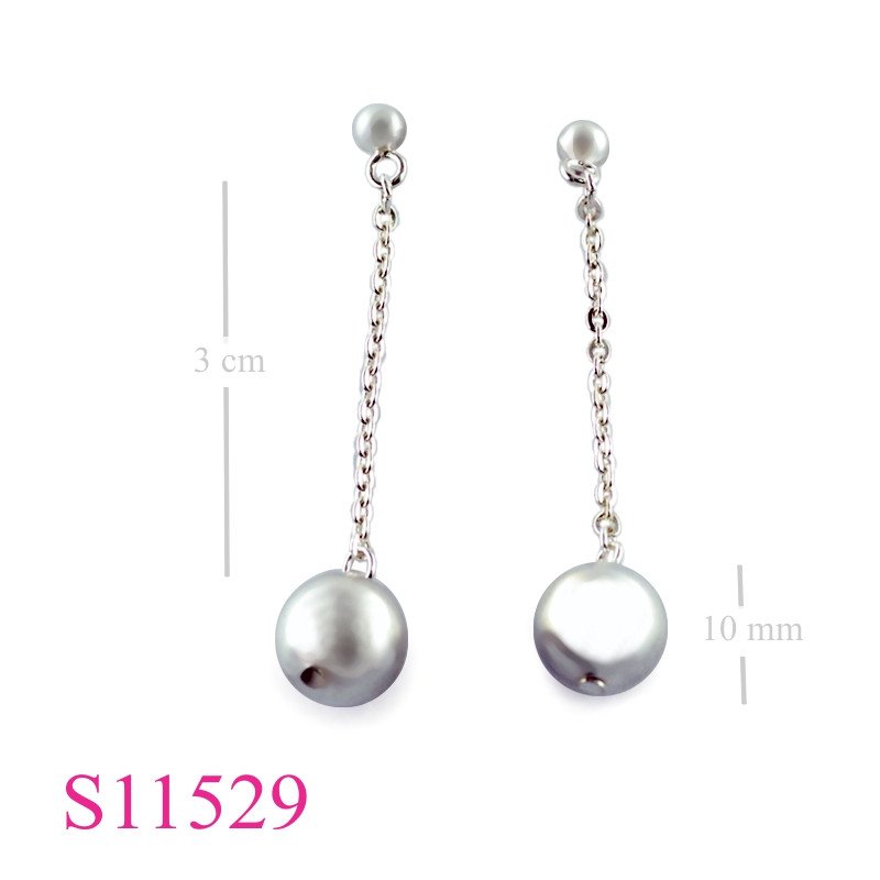 Earrings, hanging, 10mm ball.