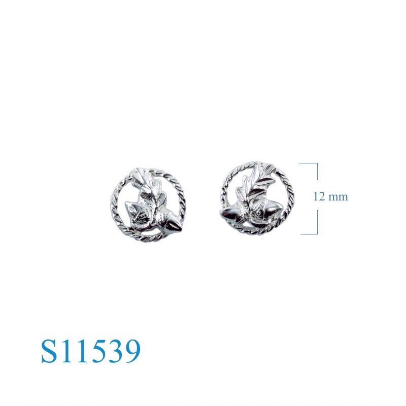 Earrings, fruit nut in circle.