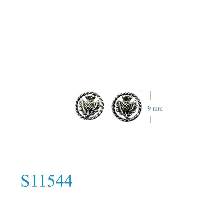 Earrings, Thistle in round.