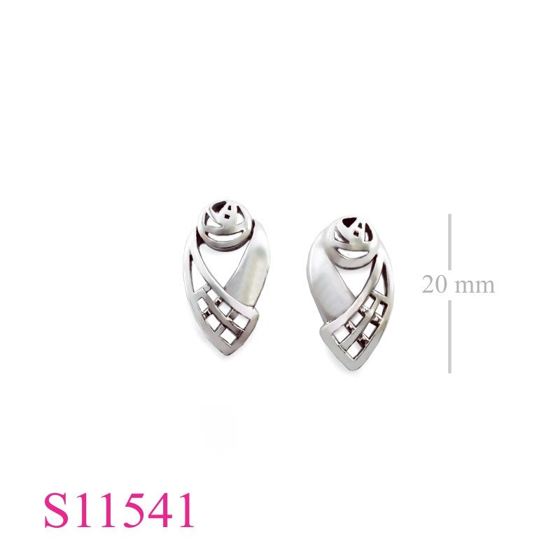 Earrings, Mackintosh rose design.