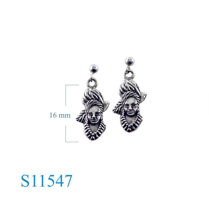 Earrings, African lady and ball post.