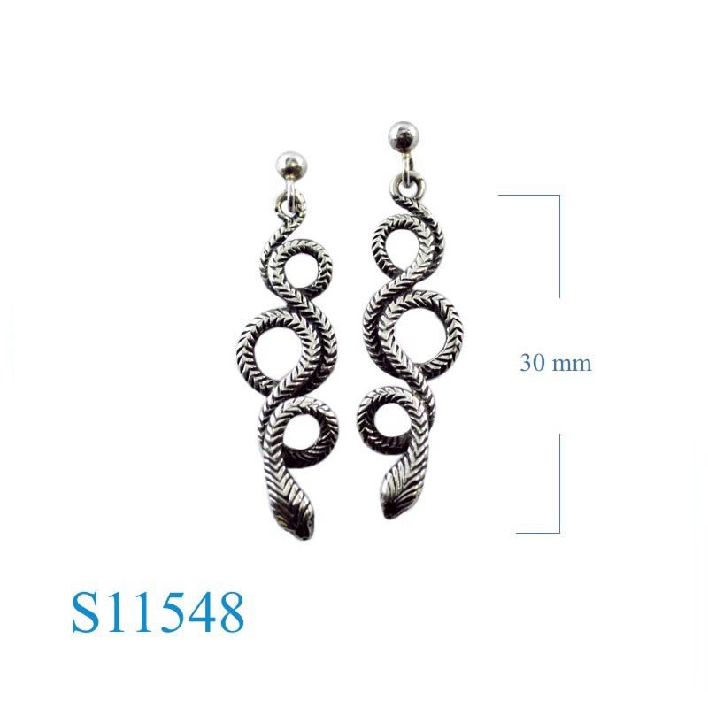 Earrings, snake and ball post.