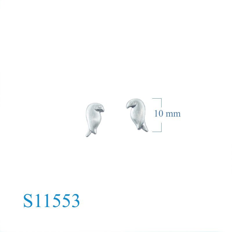 Earrings, rave bird with Matt surface Black Rhodium plated.