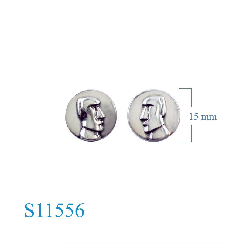 Earrings, Moai on round.