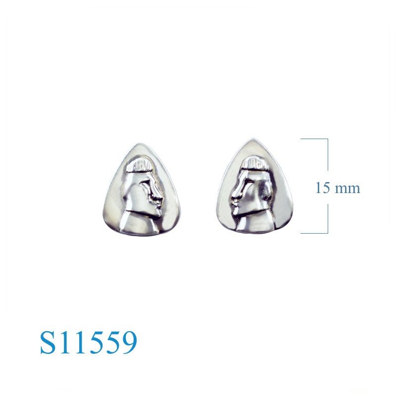 Earrings, Moai on drop.
