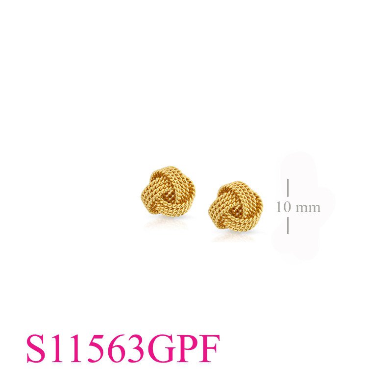 Earrings, 10mm twist wires ball with flash Gold plated.