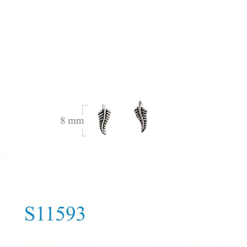 Earrings, 8mm fern leaf.