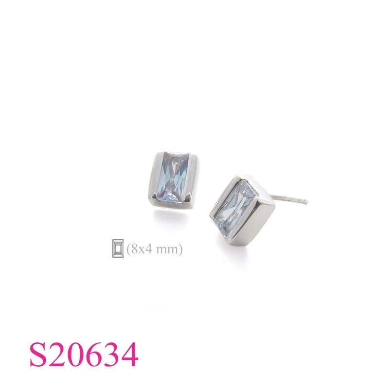 Stone Earrings, 8x4mm rectangular stone.