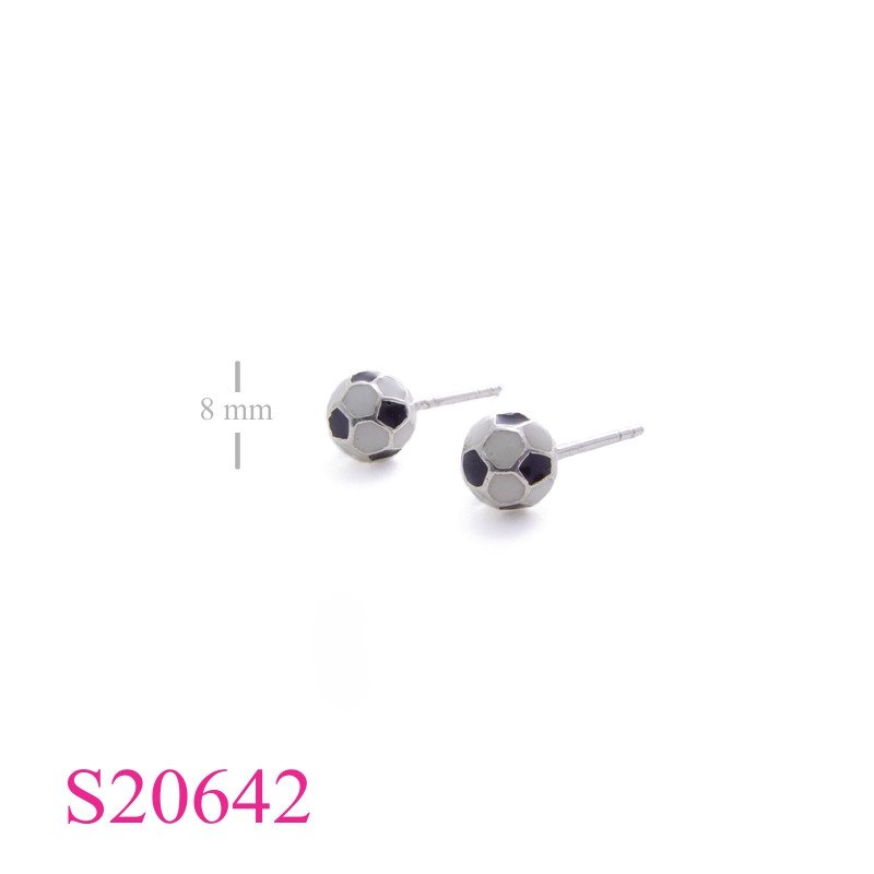 Enamel Earrings, soccer ball .