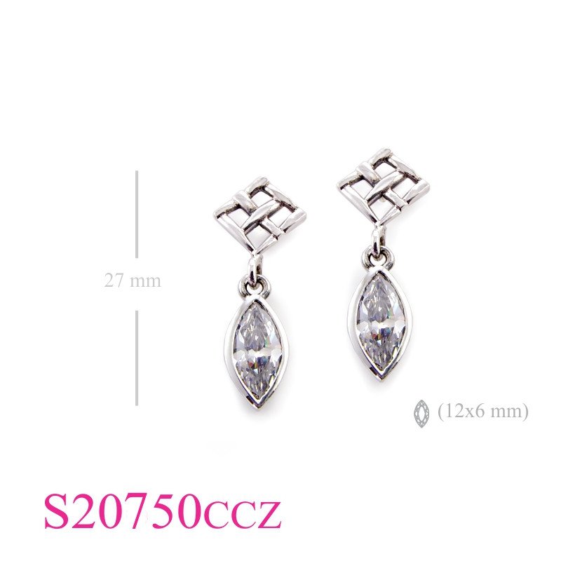 Stone Earrings, celtic with 12x6mm marquise CCZ stone.