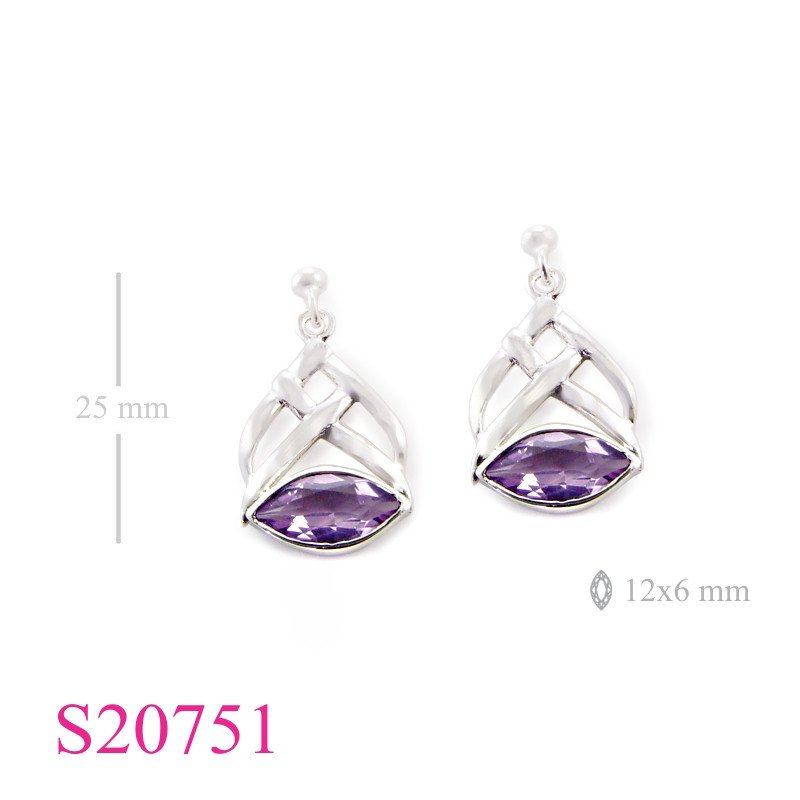 Stone Earrings, celtic with 12x6mm marquise stone.