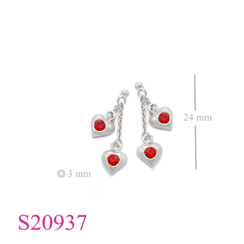 Stone Earrings, 2 hanging heart.