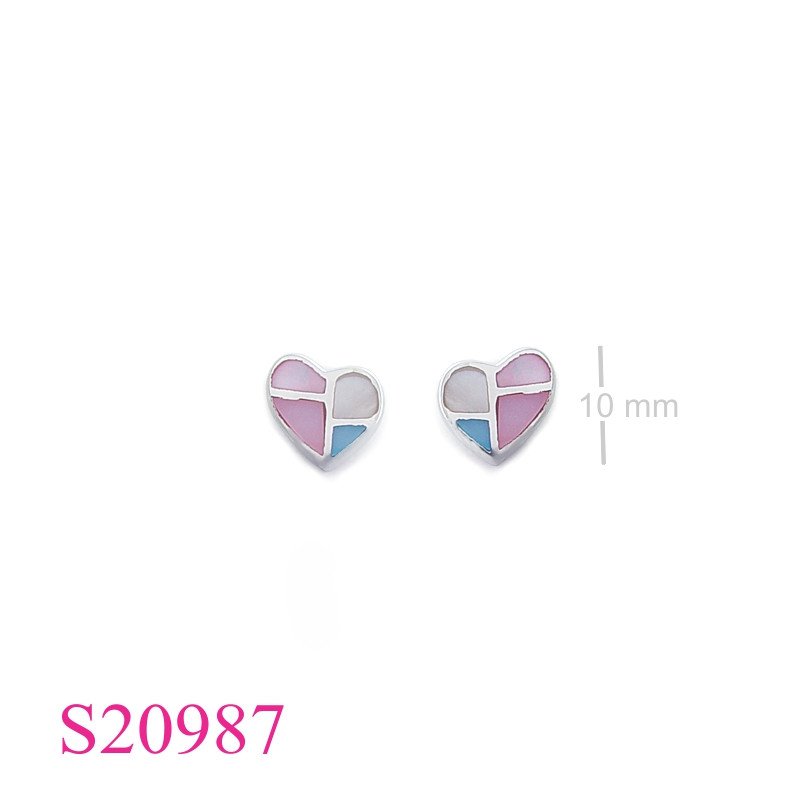 Earrings, multi colours stones heart.