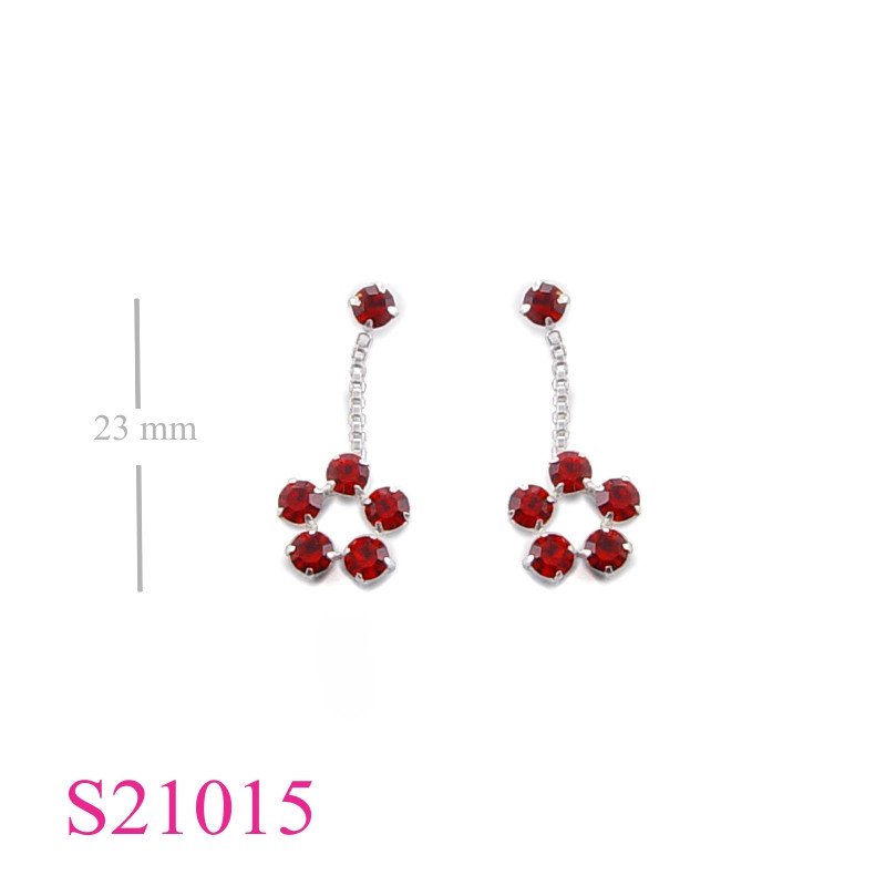 Earrings, 6 round crystals.