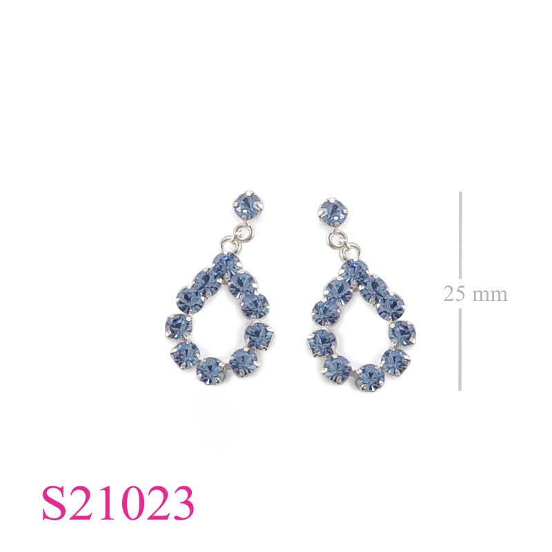 Earrings, drop round crystals.