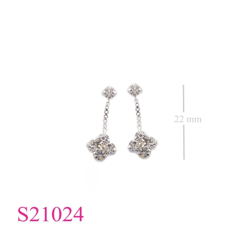 Earrings, square round crystals.