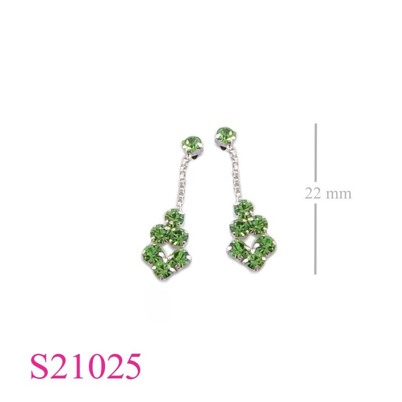 Earrings, 7 pieces round crystals.
