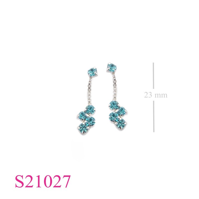 Earrings, 5 pieces round crystals.